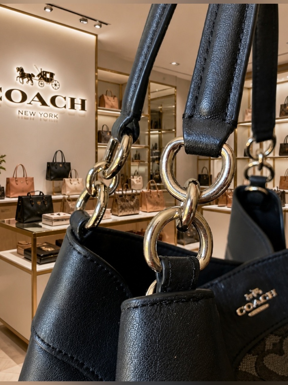 Coach Black Signature Canvas and Leather Hobo Shoulder Bag - Picture 9 of 15